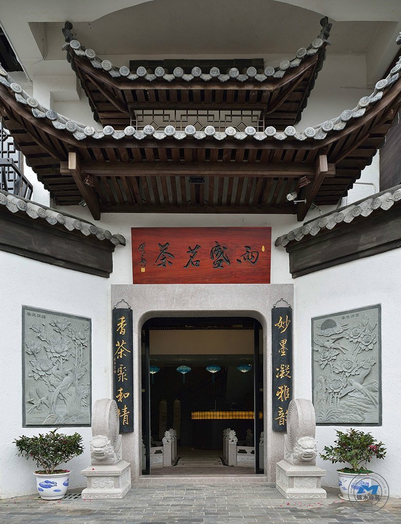 新中式茶樓裝修設(shè)計效果門廳