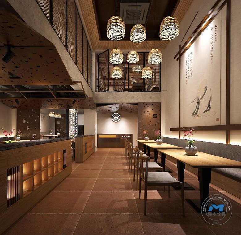 湘菜館中餐廳裝修設(shè)計(jì)一二層效果圖