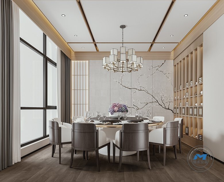高端新中式茶館裝修設(shè)計(jì)效果小餐廳